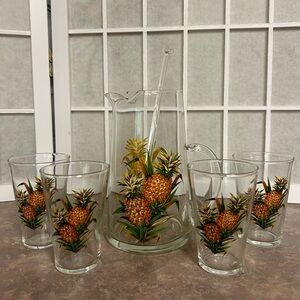 MCM Glass Pineapple Bar Set